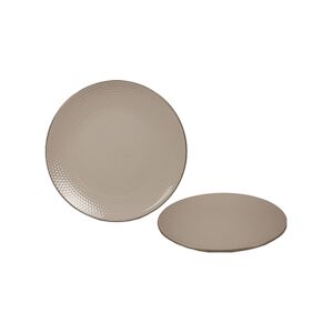 ART Lot de 24 Assiette Dessert 19.5cm Dots Taupe Gres Maitre Chef