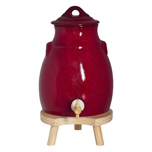 Vinaigrier 3,5 l en   rouge sur socle bois -  350 cl Rond Gres Table Passion