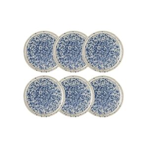 NOVASTYL - Lot 6 Assiettes Desserts Saphir 20cm En Porcelaine Bleu