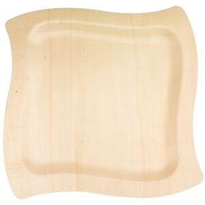 Firplast Assiette carree en bois en forme de vague