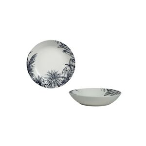 ART Lot de 24 Assiette Creuse Jungle 20cm Porcelaine Maitre Chef