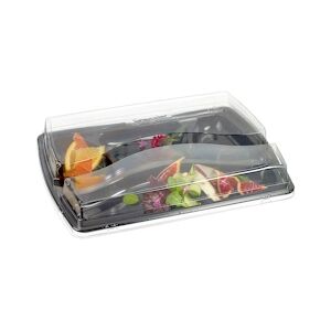 García de Pou 100 Unités - Plateau Repas Pour Emporter + Couvercle 34X24,5X6.5 Cm Noir Rpet - Garcia de Pou