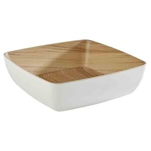 APS 84541 Saladier melamine carré Frida blanc et aspect bois 25 x 25 cm, H 7,5 cm - Publicité