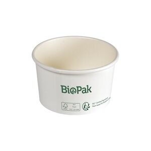 BioPak DUNI - Boite ronde Ronda Short 190ml  85x85x52mm Carton/PLA Blanc - 12 x 25 = 300 pieces