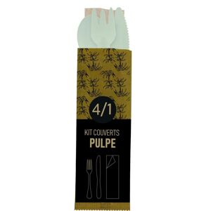 Firplast Kit couvert 4/1 en pulpe (couteau, fourchette, cuillère, serviette) x250 Firplast