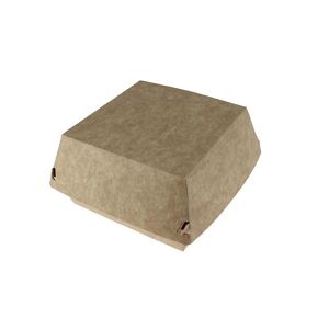 Boite hamburger take away en carton kraft brun - 136X134X90 (X350) carton + PE Firplast