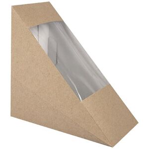 Firplast Boite triangle sandwich kraft brun avec fenêtre 123x52x123 mm x 500 Firplast