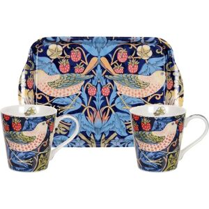 Ensemble tasse et plateau Strawberry Thief Bleu