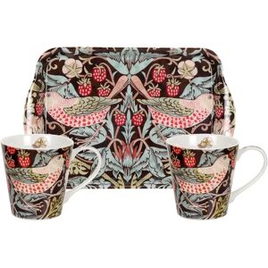 Ensemble tasse et plateau Strawberry Thief Brun