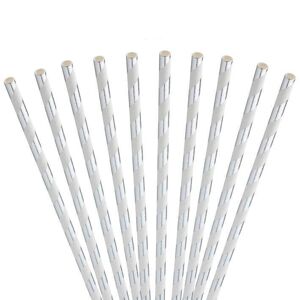 Paille papier rayée Argent/Silver 20cm /ø6mm (250 pcs)