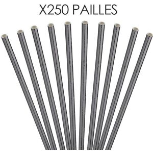 Paille papier noire métallisée 20cm /ø6mm (250 pcs)