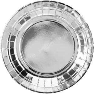 Party Deco Assiette en papier ronde argent ø18cm (Lot de 6)