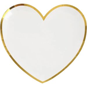 Santex Assiette Forme Coeur Blanc/Or (Lot de 10)