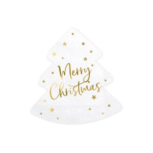 Party Deco Serviette en papier forme Sapin Merry Christmas (Lot de 20)