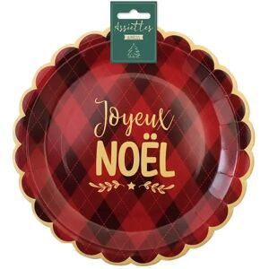 Assiette Rouge a Carreaux Joyeux Noel - Lot de 6