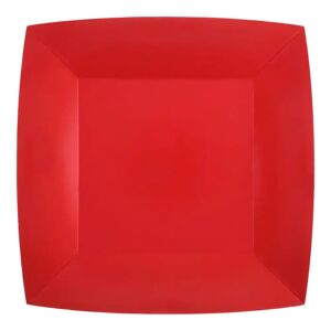 Petite Assiette Carree Rouge 18cm - Lot de 10