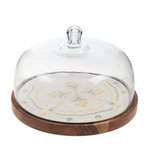 Plat rond avec cloche Léane 30 cm -  Multicolore Rond Bois Amadeus 30x30 cm