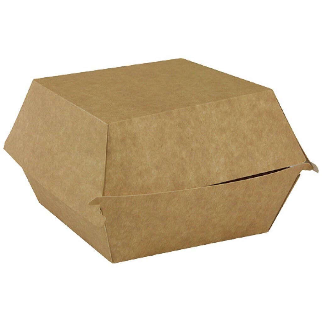 Boîte hamburger en carton kraft brun 120x120x95 mm carton + PE x 250 Firplast