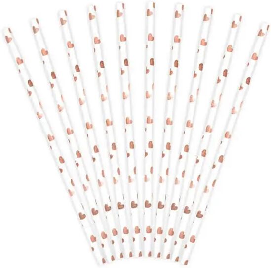 Party Deco Pailles en papier blanches+motif coeur rose gold - LOT DE 10