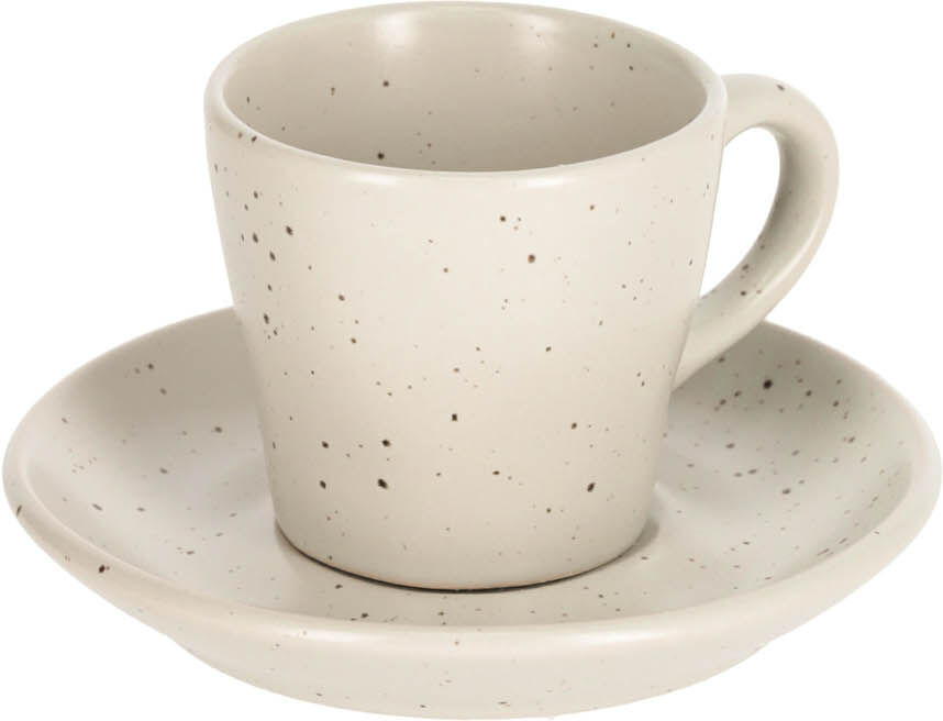 Kave Home Aratani ceramic coffee cup and saucer white