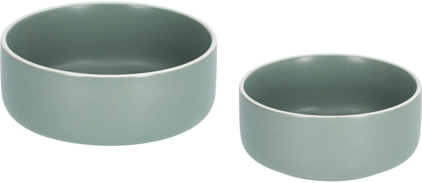 Kave Home Set of large and small Shun bowls in green porcelain