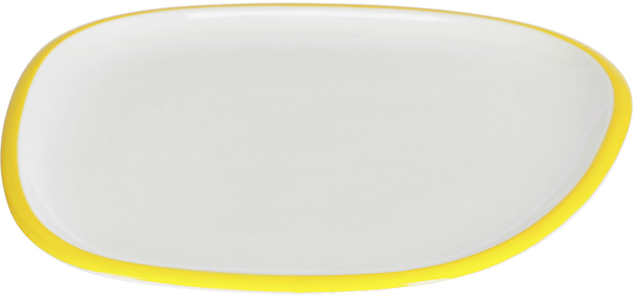 Kave Home Odalin porcelain dessert plate in yellow and white