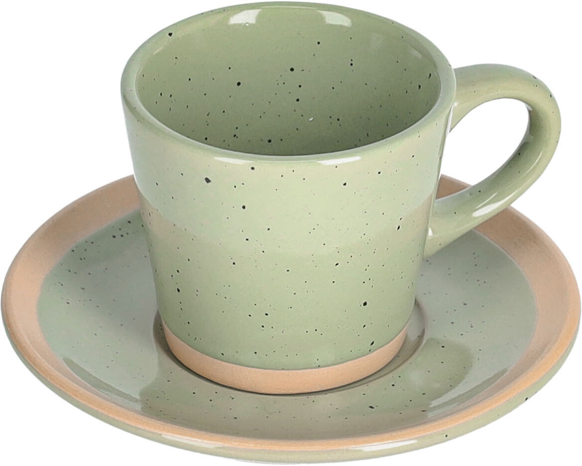 Kave Home Tilia ceramic coffee cup and saucer light green