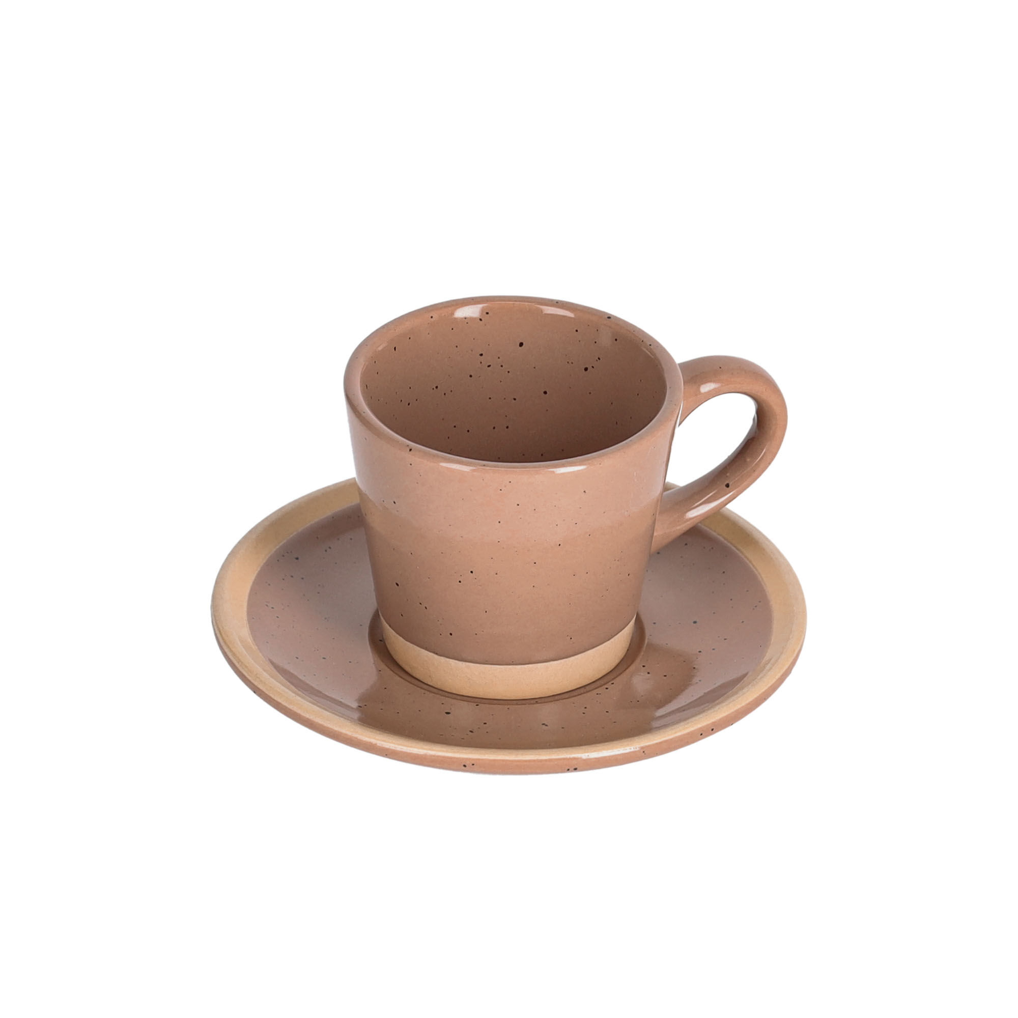 Kave Home Tilia ceramic coffee cup and saucer light brown