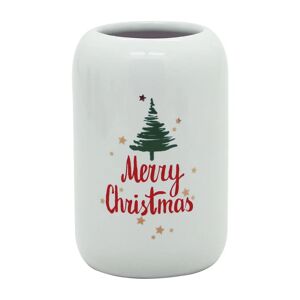 AQUASANIT Bicchiere porta spazzolini Christmas  L 6.9 x H 11.2 in ceramica bianco con decorazione