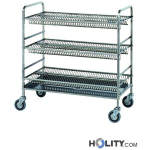 carrello scolapiatti a 3 piani inox portata 300 piatti h314_165