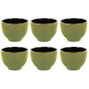 aromandise 6 tazze di ghisa cinese - verde e bronzo 15 cl 8x6x10cm