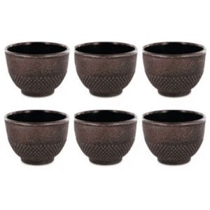 aromandise 6 tazze di ghisa cinese - nero e bronzo 15 cl 8x6x10cm