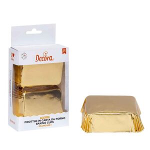 Decora 20 Pirottini Rettangolari Color Oro Per Cottura Plumcake 8 X 5 X H 3,2 Cm
