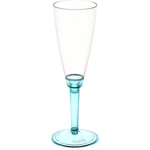 Poloplast 20 Flutes Calici Di Plastica Monouso Con Gambo Alto Celeste Fluo