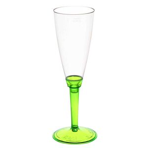 Poloplast 20 Flutes Calici Di Plastica Monouso Con Gambo Alto Verde Fluo