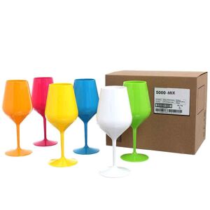 Goldplast Set 6 Bicchieri Calici Da Vino E Cocktail Colori Assortiti Infrangibili Lavabili 470cc