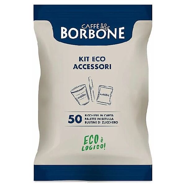 caffe borbone mastkitacc10x50 kit ecologico 50 bicchieri in carta + palette in betulla + zucchero