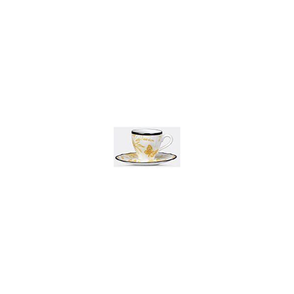 gucci 'herbarium' coffee cup with saucer, set of two, yellow