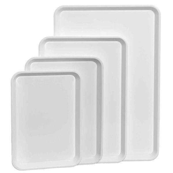 poloplast 3 vassoi per esposizione o servizio di plastica bianca varie misure