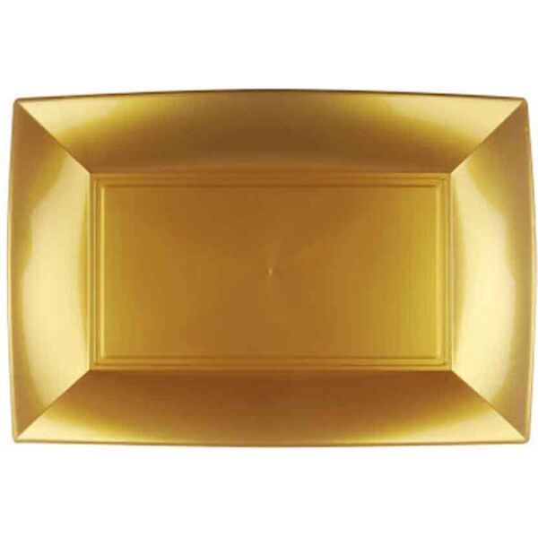 goldplast 12 piatti rettangolari lavabili per microonde oro 28x19 cm