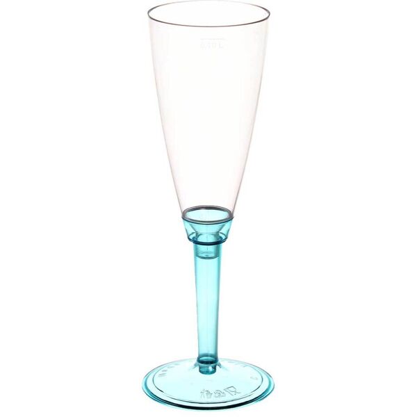 poloplast 20 flutes calici di plastica monouso con gambo alto celeste fluo