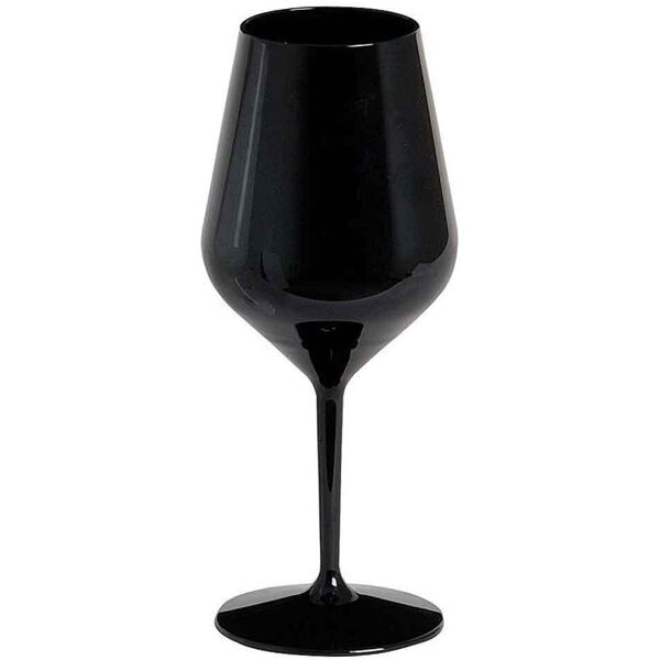 goldplast set 6 bicchieri calici da vino e cocktail neri infrangibili riutilizzabili 470cc