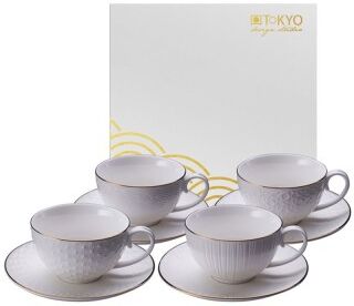 Tokyo Design set 4 tazze da tè Nippon White con piattini