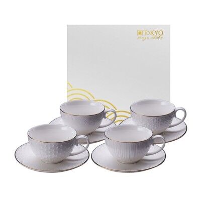 Tokyo Design set 4 tazzine caffè Nippon White con piattini