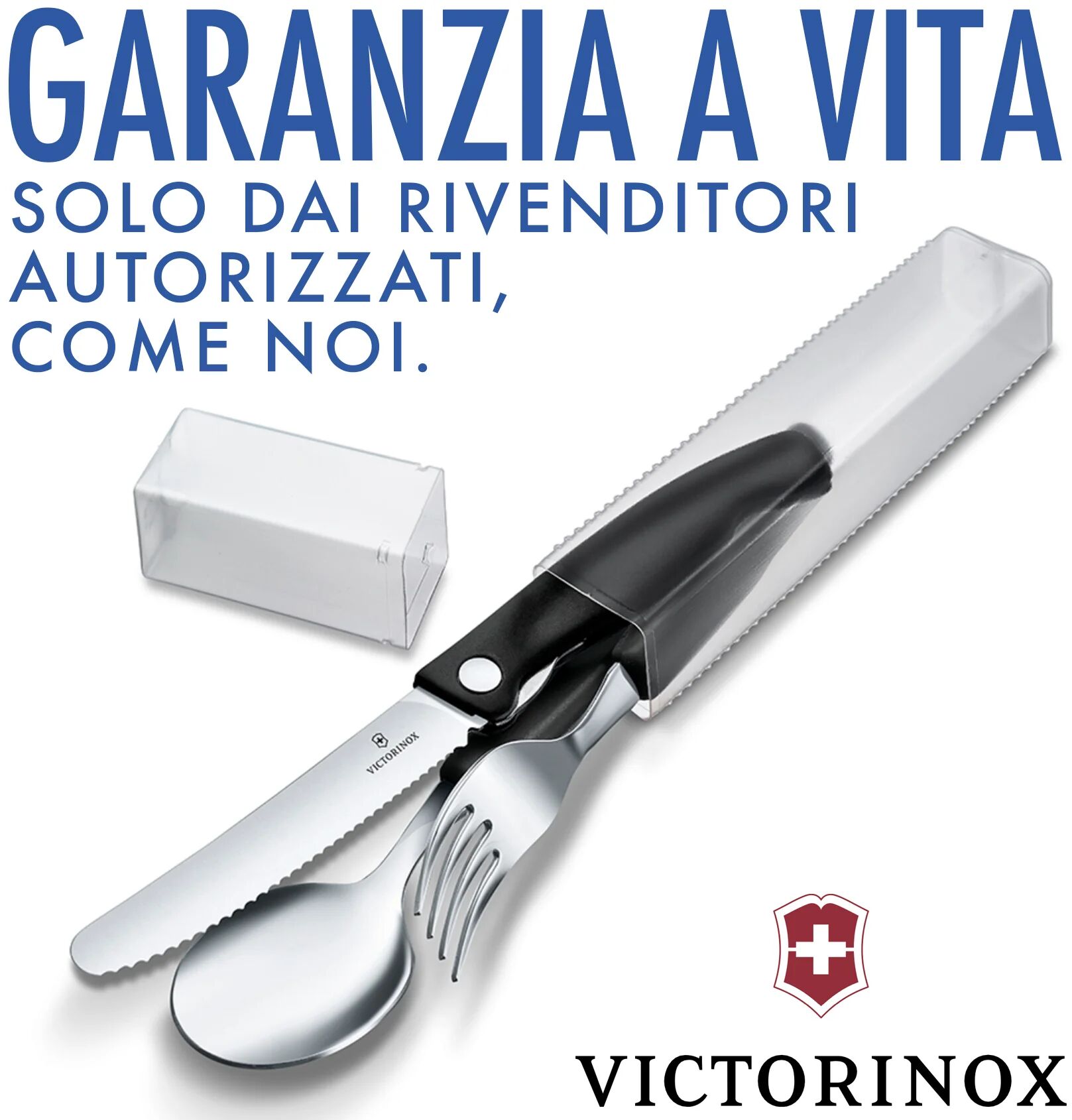 Ⓜ️🔵🔵🔵 VICTORINOX V-6.71 92.F3 - Set di 3 posate con custodia, con coltello pieghevole,