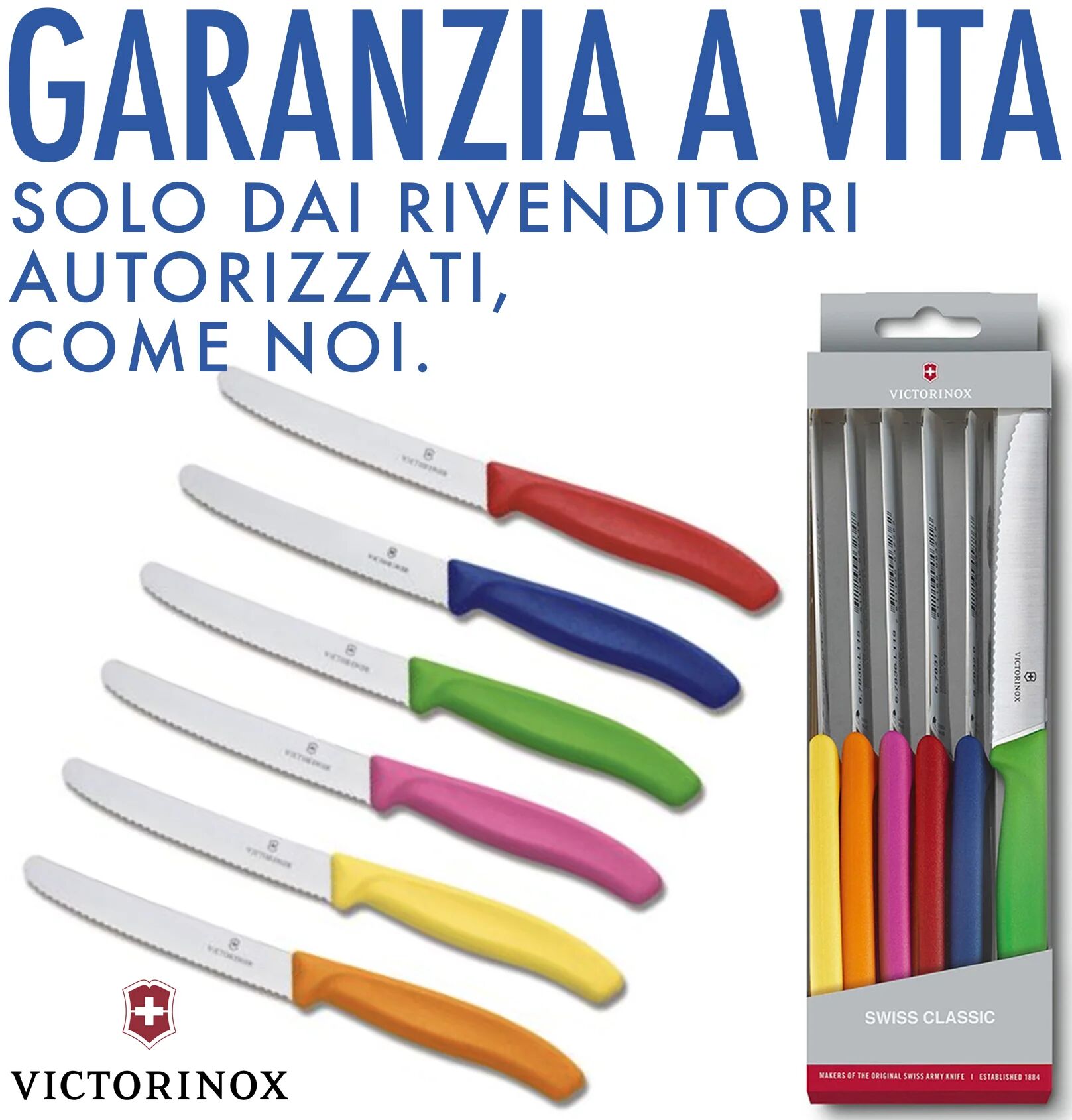 Ⓜ️🔵🔵🔵 VICTORINOX V-6.78 39.6G - Set di 6 coltelli da tavola o cucina Swiss Classic con