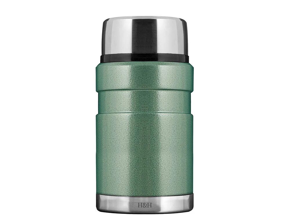 H&H Lifestyle 7867207 recipiente per cibo Rotondo Flask 0,7 L Verde, Acciaio inossidabile 1 pz