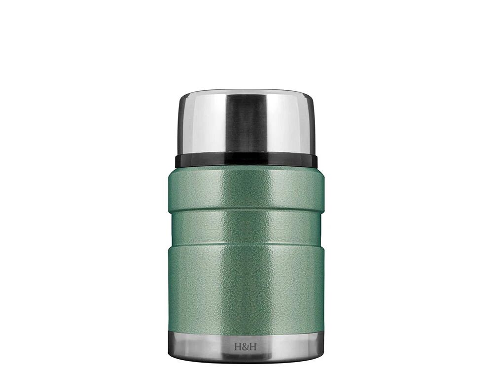 H&H Lifestyle 7867205 recipiente per cibo Rotondo Flask 0,5 L Verde, Acciaio inossidabile 1 pz