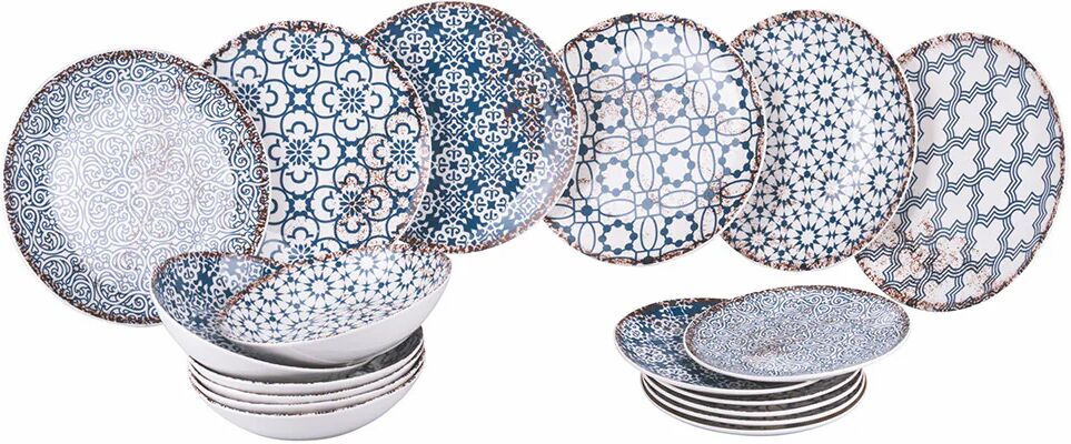 Galileo Kasbah servizio da tavola 18 pz Porcellana Marrone, Azzurro, Bianco