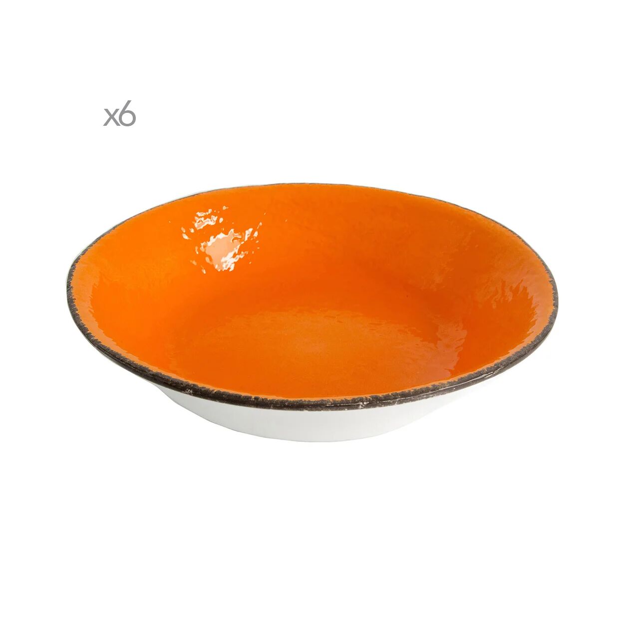 Arcucci Preta Set da 6  preta arancio p.to fondo cm.21 ceramica